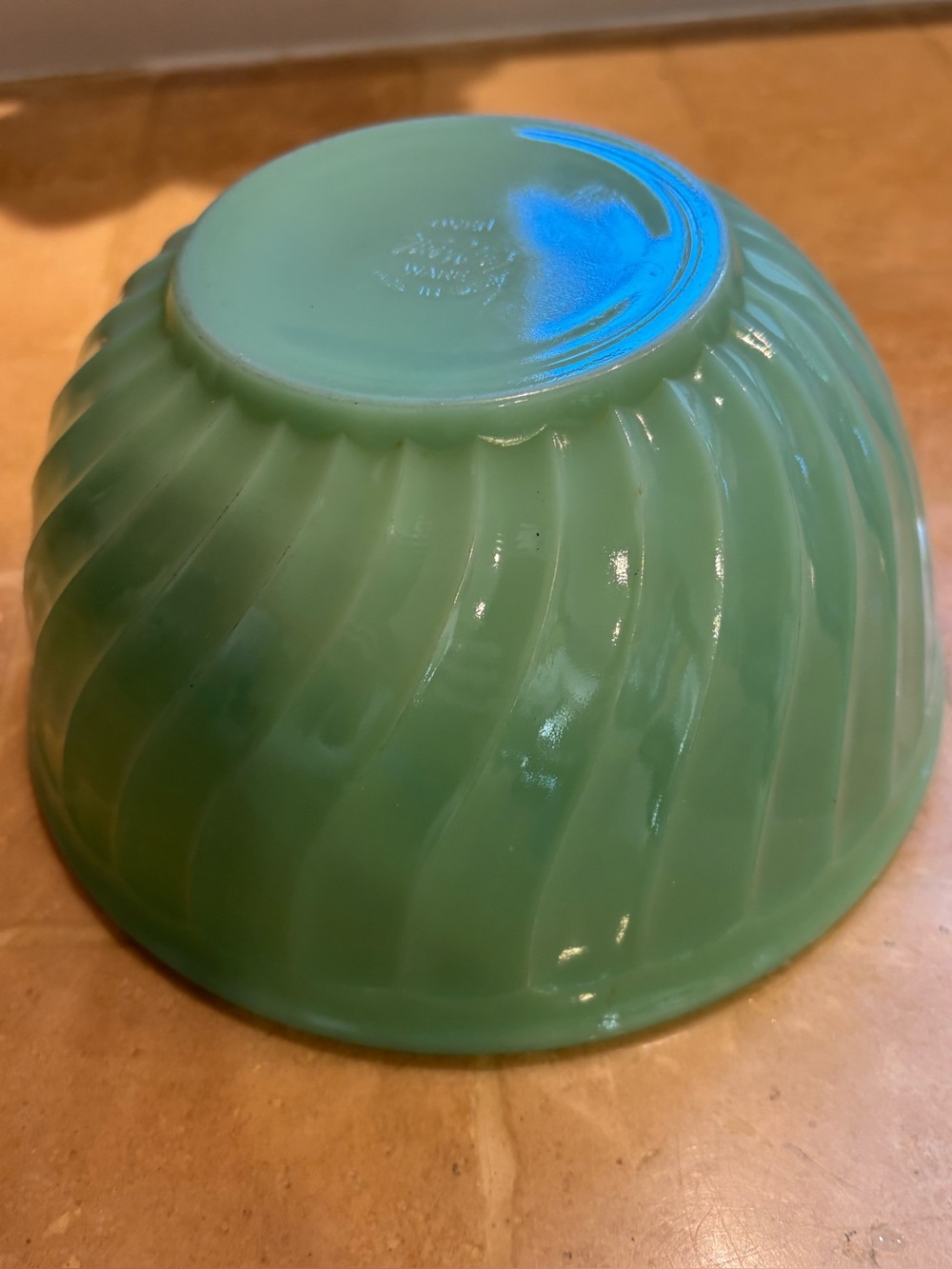 Jadeite Fire King Green Swirl Glass Mixing Bowl - Vintage Style